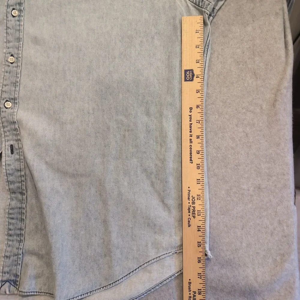 Vintage Polo Ralph Lauren Denim Shirt Men 2XL Light Wash Red Pony Blaire 90s